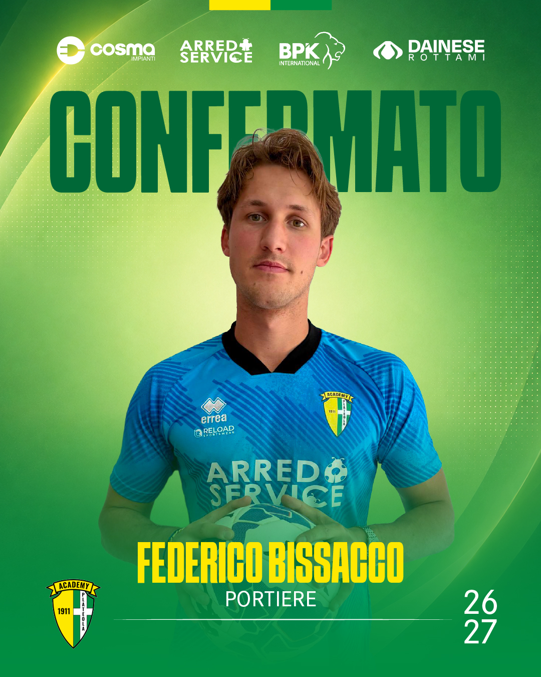 CONFERMATO FEDERICO BISSACCO