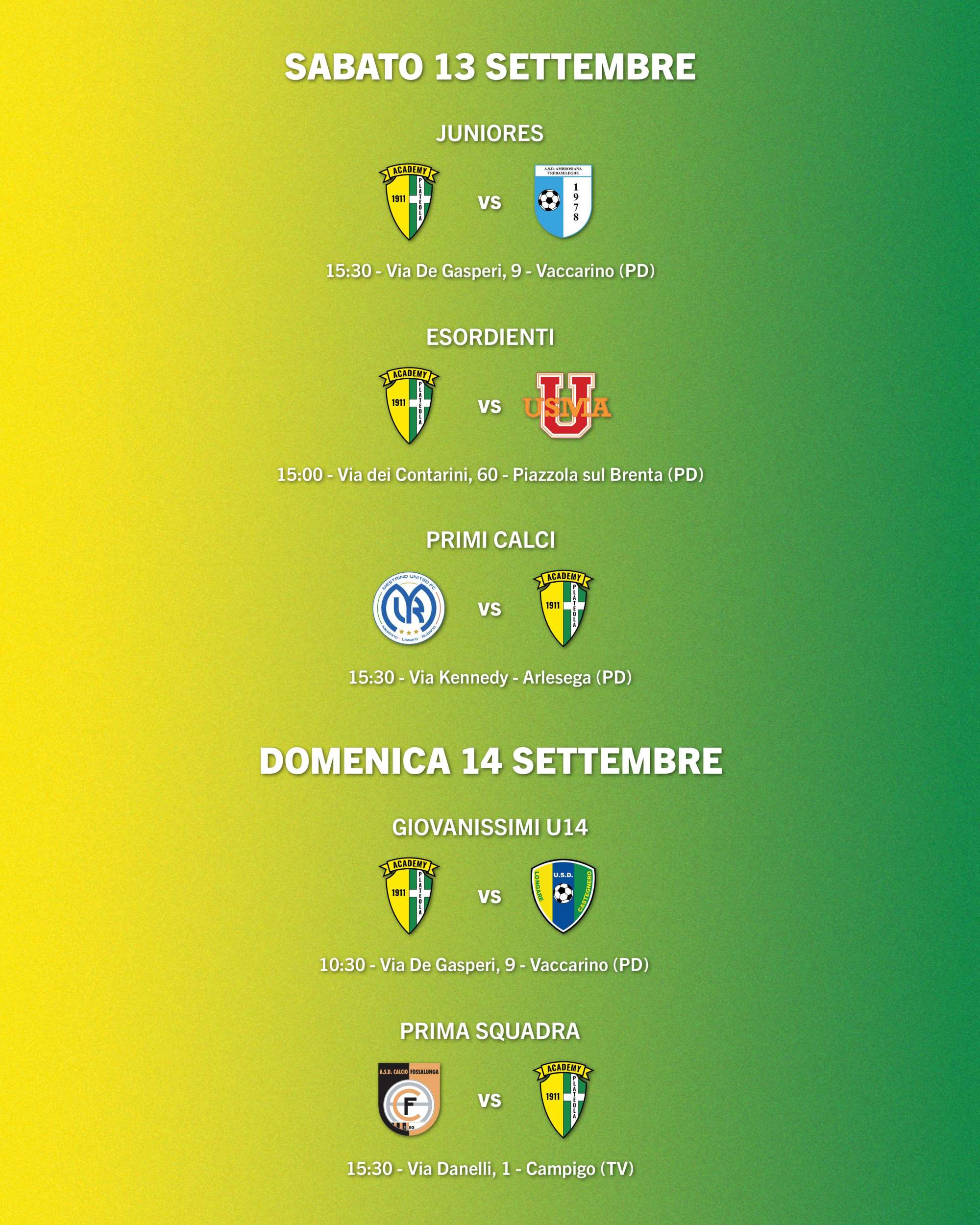 Weekend gialloverde: tutte le partite del fine settimana