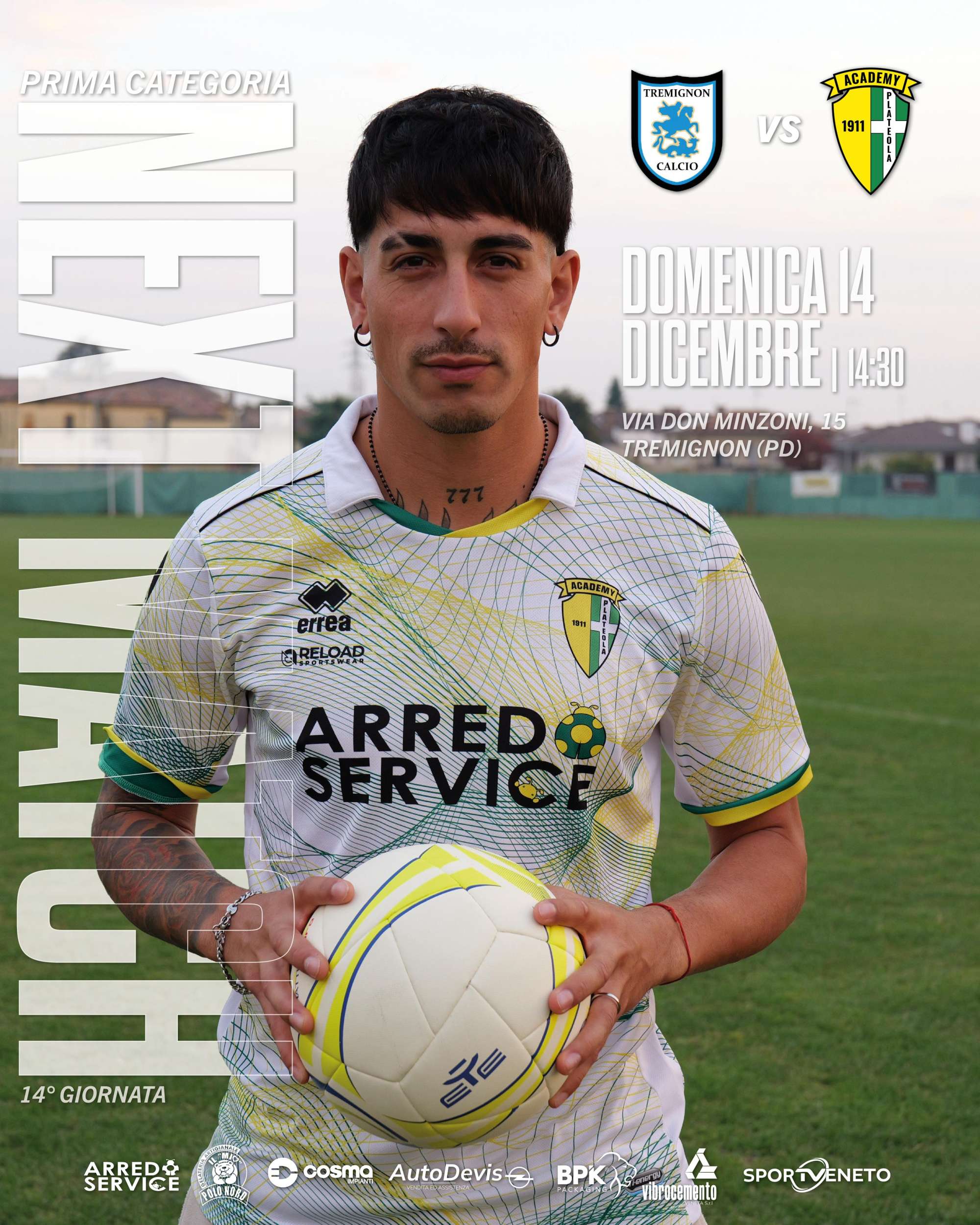 Prima Categoria – 14ª Giornata: Real Tremignon - Academy Plateola 1911