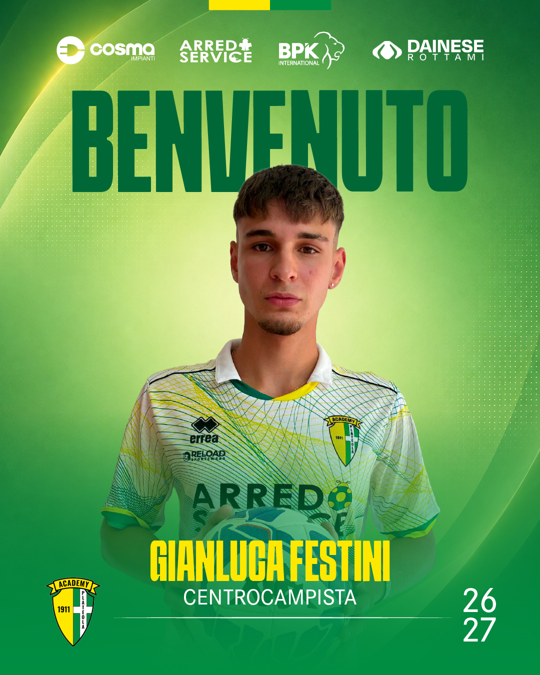 NUOVO ARRIVO ROSA PRIMA SQUADRA - GIANLUCA FESTINI - CENTROCAMPISTA
