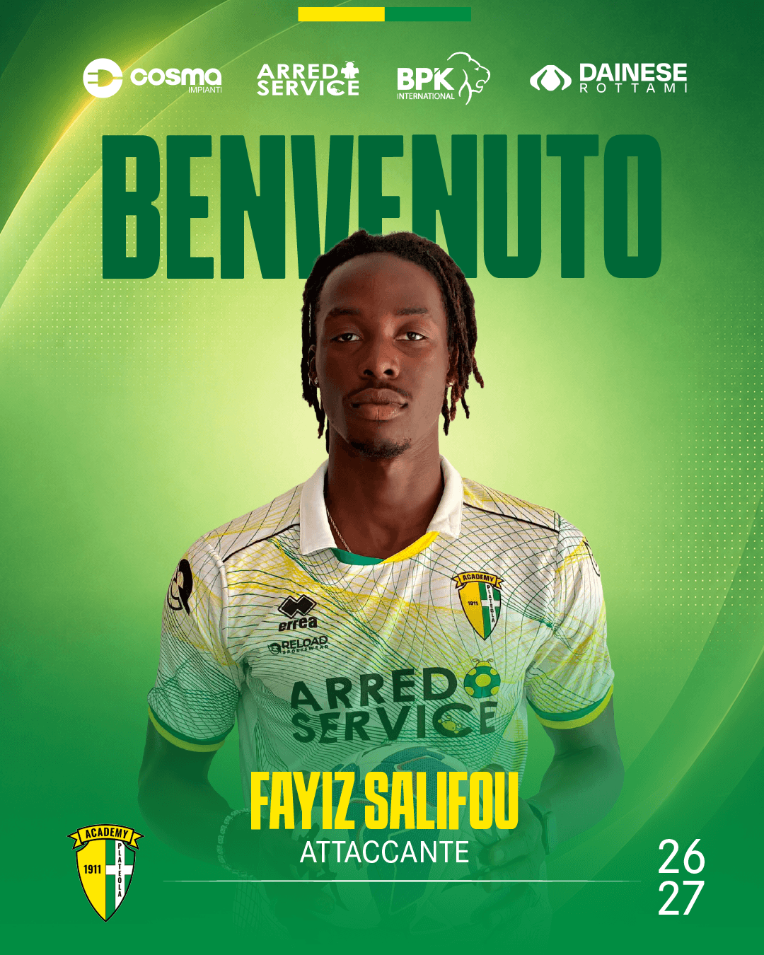 NUOVO ARRIVO ROSA PRIMA SQUADRA - FAYIZ SALIFOU – ATTACCANTE